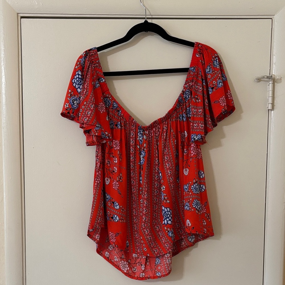 Red Floral Women's Top